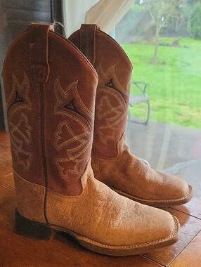 Old West Brown and Tan Kids Cowboy Boots